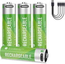 YDDOLL 単三電池 充電式 4個セット1.5v 高容量 1700mAh/2550mWh 約1500回以上使用可能 単3形 急速充電 TYPE-C充電ケーブル付き 環境にやさしい(単3電池 充電式 4本セット)