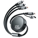 【新登場&100W】3in2 充電ケーブル巻き取りUSB-A + USB-C to USB-C ケーブルPD対応100W/5A QC4.0 超急速充電USBケー...
