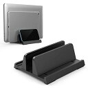 3-in-1ノートパソコンスタンド 縦置き KlearlookノートPCスタンド 卓上置き ノートパソコン1台収納 幅調節可能 六角レンチ付き 滑り止め 安定性...