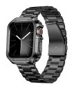 コンパチブル Apple Watch バンド 46mm 45mm 44mm 42mm 41mm 40mm 38mm コンパチブル アップルウォッチバンド ステンレス ブラック ポリッシュTPUケース コンパチブルiWatch ベルト Series 10/9/8/7/SE2/SE/6/5/4/3/2/1(2)