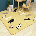 StorePocket ラグ 洗える ラグマット カーペット 猫 約185×185cm 2畳 おしゃれ 厚手 猫柄 ホットカーペット 対応 雑貨 オールシーズン 夏 フランネル 猫の日 三毛猫 インテリア かわいい お昼寝ね
