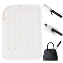 シリコン製ヘアアイロンマット&カバー 耐熱温度300℃ 2IN1ポーチ 耐熱ポーチ 耐熱マット&カバー シリコンシート (ホワイト)