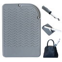 シリコン製 ヘアアイロンマット&カバー パステル4色 ミニ 耐熱温度300℃ 22x15.8cm 65g 耐熱 ヘアアイロンマット ヘアアイロンカバー (グレー...