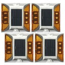 ソーラーライト 道路鋲 点滅式 イエロー LED 充電 道路 照明 ガーデン 防水 埋め込み 4個セット
