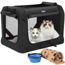 Petprsco ペットケージ 犬ケージ 猫 キャリー 犬用クレート 折りたたみ 頑丈耐久 変形しない 通気性 大容量『室内休憩、車載、旅行、通院、防災避難、キ...