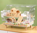 Kratpuliy ハムスターケージ 大き透明ハムスターケージ 2階建てアクリル製飼育 ハムスター ハウス 小動物木製 ハムスター 広い空間 持ち運び 組立簡単...