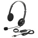 バッファロー BUFFALO 両耳ヘッドバンド式ヘッドセット USB接続 ブラック BSHSUH12BK
