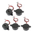 uxcell 電子ブザー アラーム DC 3-24V 85dB 連続音 2ケーブル ブラック 23x 12mm 5個