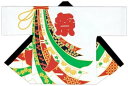 日本の歳時記 【お祭り・子供用はっぴ】 シルクプリント子供袢天セット 白地にのしめ 帯・鉢巻付き B9671 4号 4-6才(4)