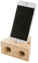 ゴーウェル スマホスタンド おしゃれ 木製 ラバーウッド (ECO スピーカー 配線したままOK) ナチュラル ダブルホーン TS-1285-008(2)