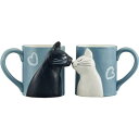 サンアート かわいい食器 「 黒ねこと白ねこ 」 マグカップ ペア キス 猫 ペア食器 雑貨 330ml グレー プレゼント 猫グッズ ねこコップ SAN2754-2