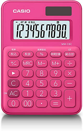 カシオ カラフル電卓 ビビッドピンク 10桁 ミニミニジャストタイプ MW-C8C-RD-N