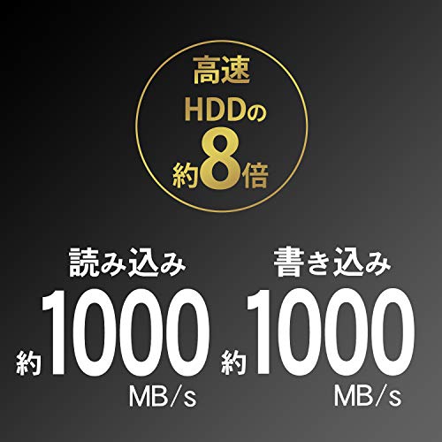 アイ・オー・データ USB 3.2 Gen 2対応 高速モデル ポータブルSSD 1TB 日本メーカー SSPF-USC1T