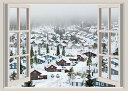 ND 雪景色 タペストリー 冬 雪原 雪化粧 季節 風景 景色 窓 だまし絵 森 山 癒し テレワーク 背景 リモートワーク 背景布 壁 インテリア 布 目隠し 部屋 飾り (デザイン4)