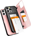 GOOSPERY磁気式ドアバンパー、iPhone 13 pro max ケース対応、カードホルダーウォレット、簡単なマグネット式自動閉鎖、保護用二重層頑丈な電話背面カバー、ピンク IP13PM-MDB-PNK