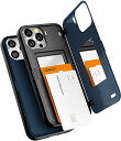 GOOSPERY磁気式ドアバンパー、iPhone 13 pro max ケース対応、カードホルダーウォレット、簡単なマグネット式自動閉鎖、保護用二重層頑丈な電話背面カバー、ネイビー IP13PM-MDB-NVY