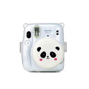 HIYQIN チェキ ケースセット、Fujifilm instax mini 11ケース+レンズキャップ 可愛い パンダ 透明カバーとレンズ蓋セット ショルダー...