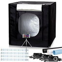 Konseen 撮影ボックス 大型 100x100x100cm 撮影キット 光度調整可能 384個 5500K LEDライト付き プロな 写真撮影 ボックス 撮影ブース 3枚PVC背景布 1枚柔光布付き 収納ケース付き 簡易スタジオ