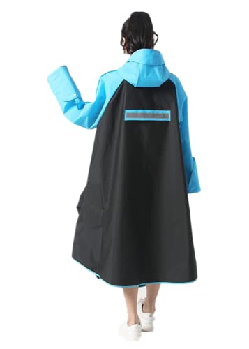[Yuanli] レディース 自転車用 レインコート 高校生 レインウエア リュック対応 自転車 カッパ 反射テープ付き レインポンチョ レインスーツ 長い 防水 防風 梅雨対策 軽量 通勤 通学 (ブルー,