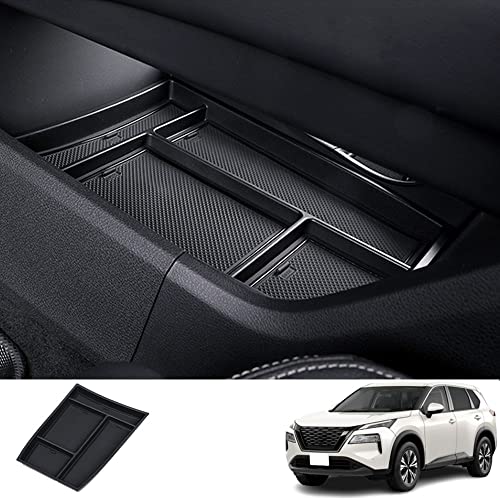 Bmolpt 下部収納ボックス適用日産 新型エクストレイル(XTRAIL) T33 SNT33 T33型(2022年7月~現行)ABS素材3D車内収納ボックス コンソールトレイ 小物入れ ラバーマット付き内装 アクセサリー カスタム