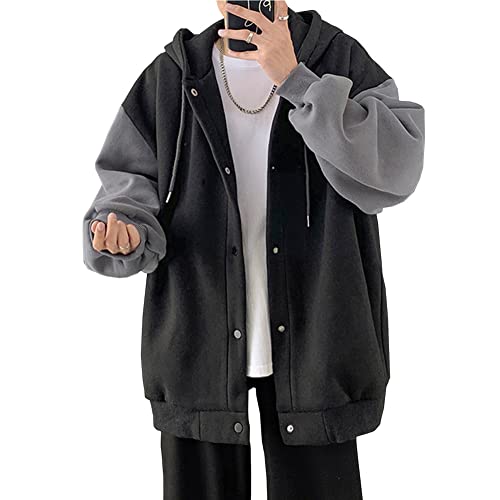 [FJLTDCP] パーカー メンズ 秋服 冬服 スウェット トレーナー おしゃれ 大きい サイズ 人気 ジャケット スポーツ フード 付き オシャレ カジュアル カーディガン コージャージ 春秋冬服 black-XL