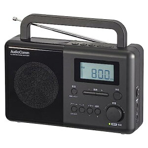 オーム電機AudioComm ラジオ 卓上 ラジオNIKKEI 短波放送 目覚まし AM/FM PLLポータブルラジオ 時計/アラーム/スリープタイマー 自動選局 ワイドFM 電池式 防災 ブラック 敬老の日 父の日 ギフト RAD-