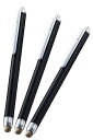 エレコム タッチペン スタイラスペン 3本入り 【iPad/iPhone/Android スマホ・タブレット各種対応】 導電繊維 クリップ付 ブラック PWTPS03BK/3