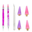 SUPERFINDINGS 2ラインストーンネイルアート打ペン 交換用ワックスチップセット 初心者に 2個付き ダイヤモンドペインティングアクセサリー ダイヤモンドカラークレヨン アイアンピンセット1