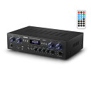 Donner パワーアンプ Bluetooth5.0 オーディオアンプ 出力440W オーディオステレオレシーバー USB/SD/FM/2MicINEcho/RCA/LED スタジオ ホームユース MAMP5