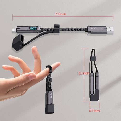 PZOZ 4in1 マルチ充電ケーブル LEDディスプレイ 60W ケーブル USB C to A/タイプc to ライトニング/USB A to USB C/USB A to Lightning PD 5A 急速充電 Macbook/iPhone/iPad/Samsung Galaxy/Google Pixel/Switch 対応