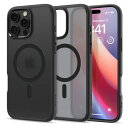 Spigen 【創業18年の技術力】iPhone 16 Pro ケース MagSafe対応 半透明 クリア ストラップホール 米軍MIL規格 ウルトラ・ハイブリッド・マグフィット ACS08134 (フロスト・ブラック)