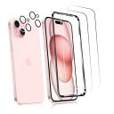 対応 iPhone 15 ガラスフィルム 【ガイド枠付き】2*強化ガラス 2*カメラフィルム 液晶 ガラス 超薄型 保護フィルム アイフォン15 保護フィルム ...
