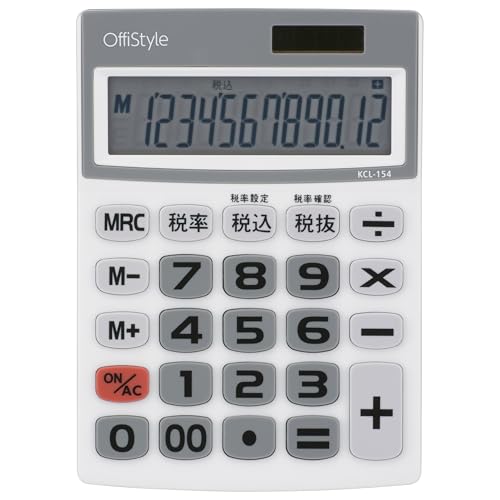 オーム(OHM)OffiStyle 電卓 税率電卓 大画面 12桁 ソーラー&電池式 KCL-154 07-8639 オーム電機 オーム(OHM)OffiStyle 電卓 税率電卓 大画面 12桁 ソーラー&電池式 KCL-154 07-8639 オーム電機