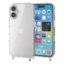 エレコム iPhone 16 ケース クリア 背面硬度5H ハイブリッド ポリカーボネート 黄変しにくい ショルダーストラップホール付き 4つ角エアークッション ワイヤレス充電対応 クリア PM-A24AHVCKSHCR