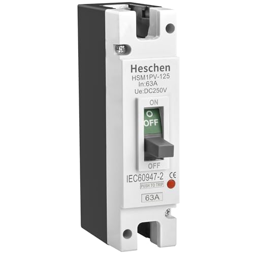 Heschen DC成形ケースサーキットブレーカー MCCB、HSM1PV-125、1極、DC550V 63A、太陽光発電遮断器、太陽光発電システムソーラーパネルグリッドシステム用