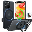 TORRAS iPhone 16 Pro 用 ケース カメラコントロールボタン付き【チクチク・多機能360度回転スタンド】 縦横両対応 マグネット搭載 MagSafe対応 米軍MIL規格耐衝撃 リング 指紋防止 黄変防止 マグセ
