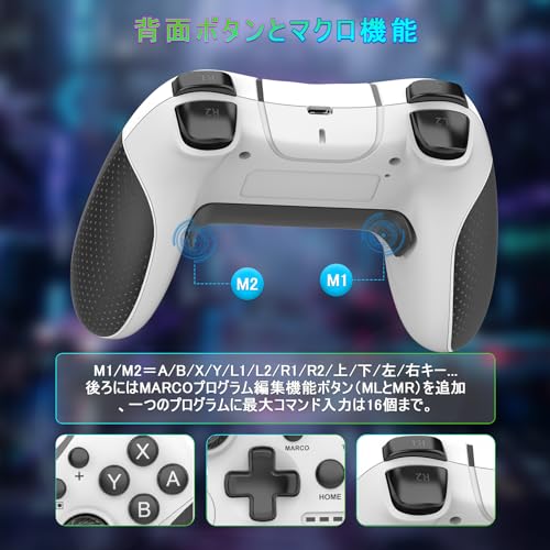 Switch/スイッチ コントローラー 2024アップグレード Bingoods switch プロコン ワイヤレス 背面ボタン付き マクロ編集 自動連射/連射ホールド Bluetooth5.0接続 6軸ジャイロセンサー搭載 スリープ解除
