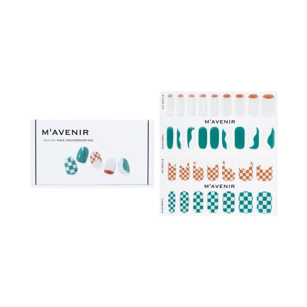 []mavenir nail sticker (patterned) - # wave checkerboard nail 32pcs[yVCO]