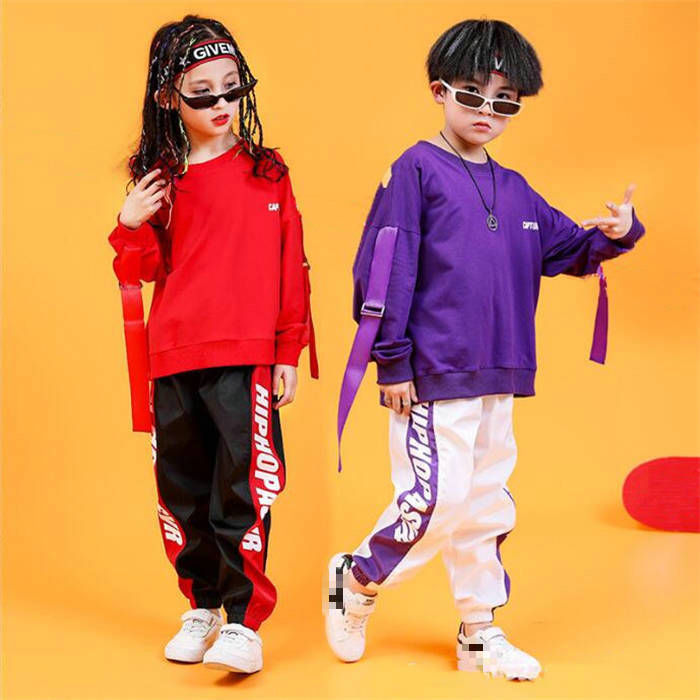 ヒップホップ 女の子 男の子 子供 セットアップ パーカー パンツ ジャズダンス ダンス服 ダンス着 ステージ ストリートダンス カッコイイ トップス 長袖Tシャツ 2点セット ダンス衣装 ステージ衣装 モダンダンス ダンスウェア 踊り 丸首 キッズ ダンス大会 カジュアル