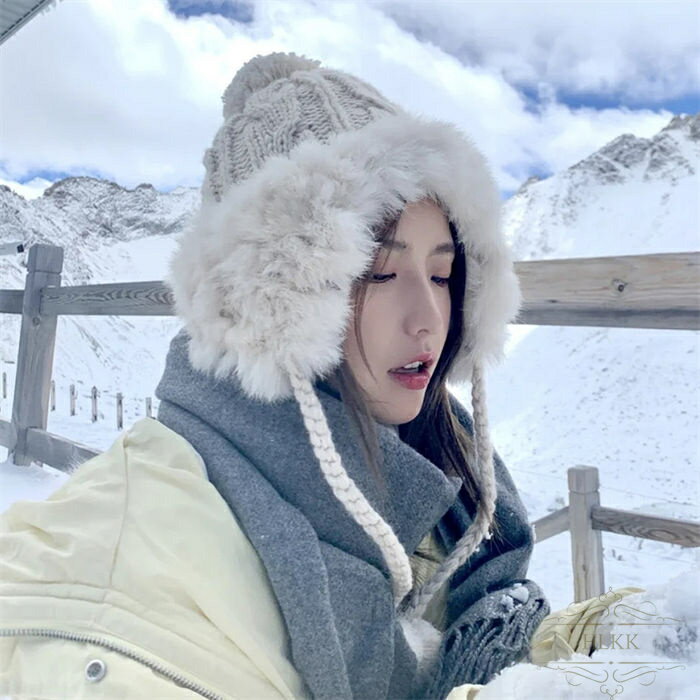 ニット帽レディース冬帽子ポンポン帽...