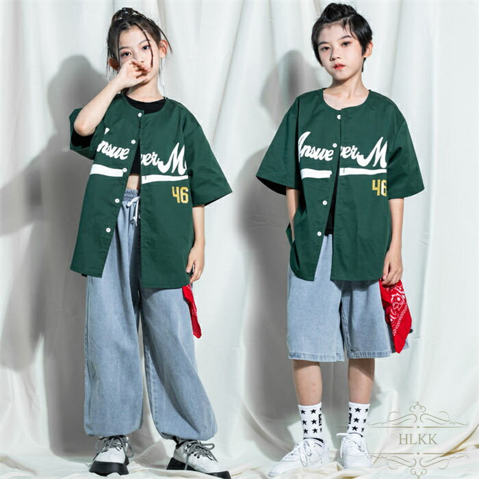 乐天商城 - キッズ デニムパンツ ダンス衣装 ヒップホップ デニム ロングパンツ ショートパンツ 子供 ダンスウェア HIPHOP 女の子 男の子 団体服 韓国ファション 演出服 応援団 短ズボン イベント おしゃれ