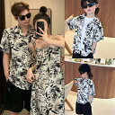 親子ペア アロハシャツ 親子 ペアルック ワンピース 親子 ペアルック 親子コーデ 家族お揃い ママ パパ 子供 女の子 男の子 メンズ アロハシャツ 半袖 花柄 夏 ビーチ 旅行 リゾート キッズ 父の日