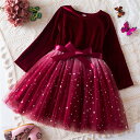 子供 ワンピース 女の子 子供ドレス フォーマルワンピース 長袖 キッズドレス 子供服 春秋冬 クリスマス衣装 サンタワンピース ベビー服 女児 人気 可愛い ジュニア服 卒業式 発表会 七五三 結婚式 入学式 おしゃれ きれいめ レッド グリーン(4)