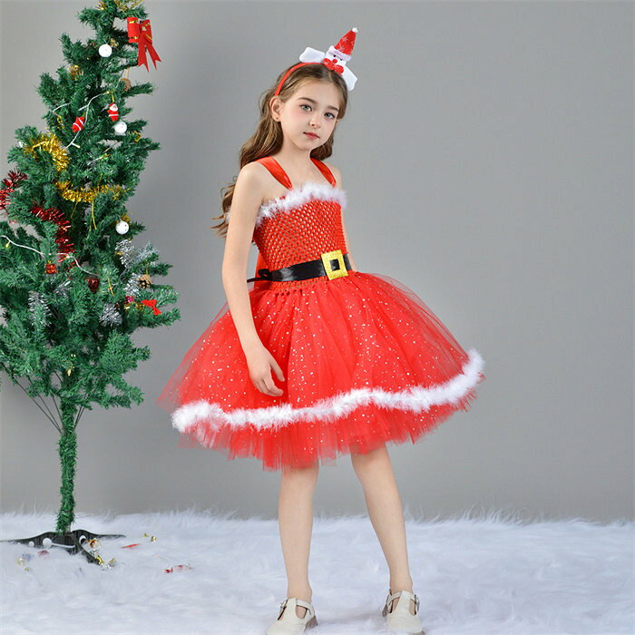 乐天商城 - サンタ服 ワンピース 女の子 クリスマス衣装 2点セット ワンピース カチューシャ/帽子 サンタコス 仮装 tutu スカート 子供服 サンタ衣装 結婚式 演出服 プレゼント クリスマス コスプレ