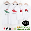 親子 ペアルック 親子 ペアtシャツ 赤ちゃん ロンパース 親子コーデ リンクコーデ 親子お揃いtシャツ キッズ パパ ママ 子供 スイカ柄 半袖 Tシャツ 夏 家族お揃い プレゼント 海 旅行 撮影 記念日 母の日 父の日