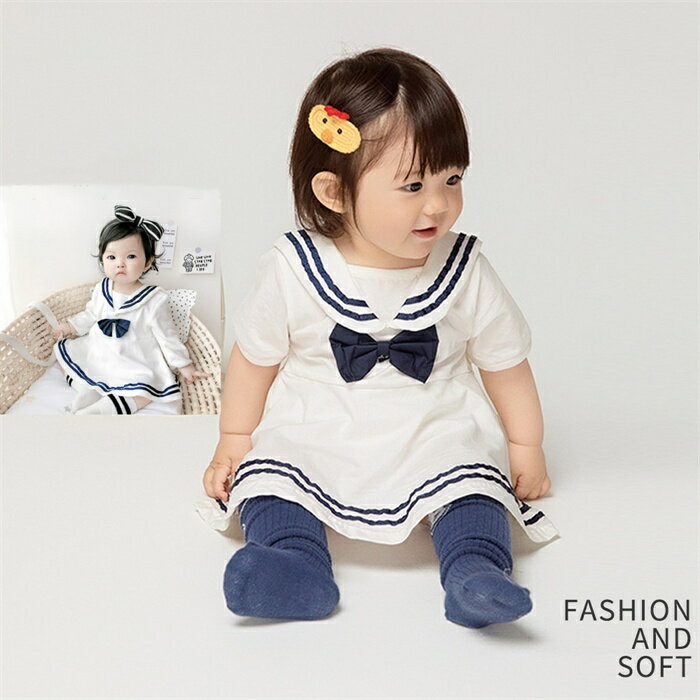 ベビー服 ワンピース セーラー服 半袖 長袖 ロンパース 女の子 赤ちゃん ベビードレス カバーオール オ..