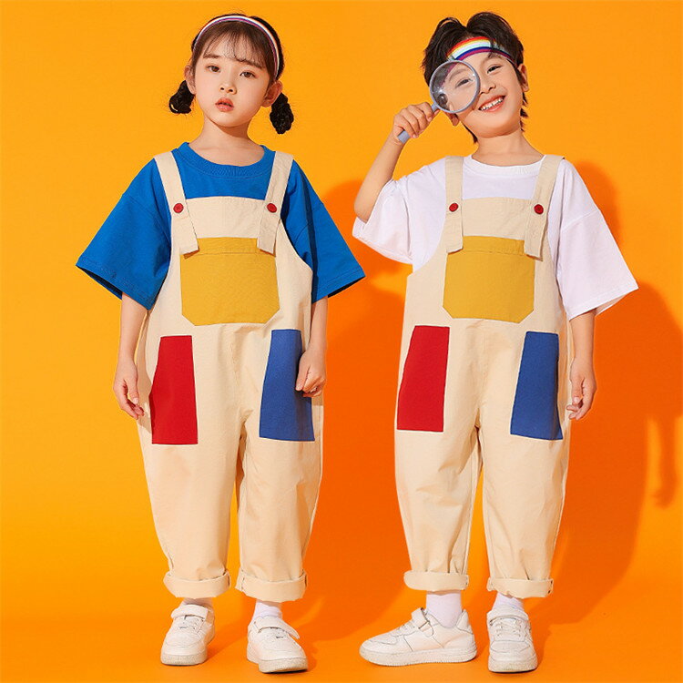 乐天商城 - ダンス衣装 キッズ 男の子 女の子 サロペットパンツ 子供服 キッズ サロペット パフォーマンス イベント コスチューム チアリーディング 団体服 演出服 演出服 応援団 文化祭 学校活動 写真撮影 hiphop K-pop ストリートダンス ジャズダンス ボトムス 長ズボン