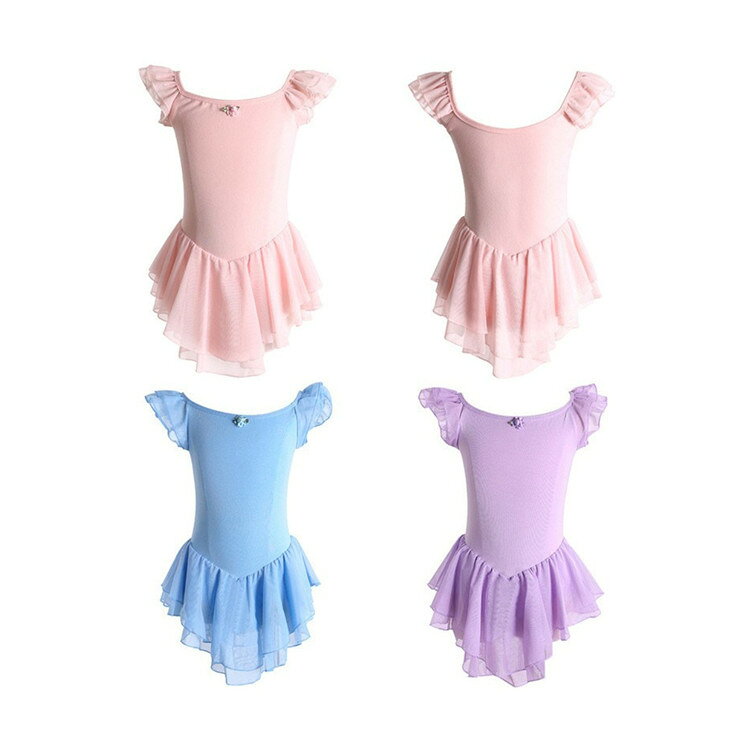 バレエ レオタード バレエワンピース バレエ衣装 女の子 子供 キッズ ワンピース ダンスワンピース バレエダンス衣装 子供服 チュールスカート 切り替え ショートスカート かわいい ダンスウエア 練習着 舞台衣装 小学生 演出服 団体服 発表会 バレエ形体服 新体操 105-170 バレエ レオタード バレエワンピース バレエ衣装 女の子 5