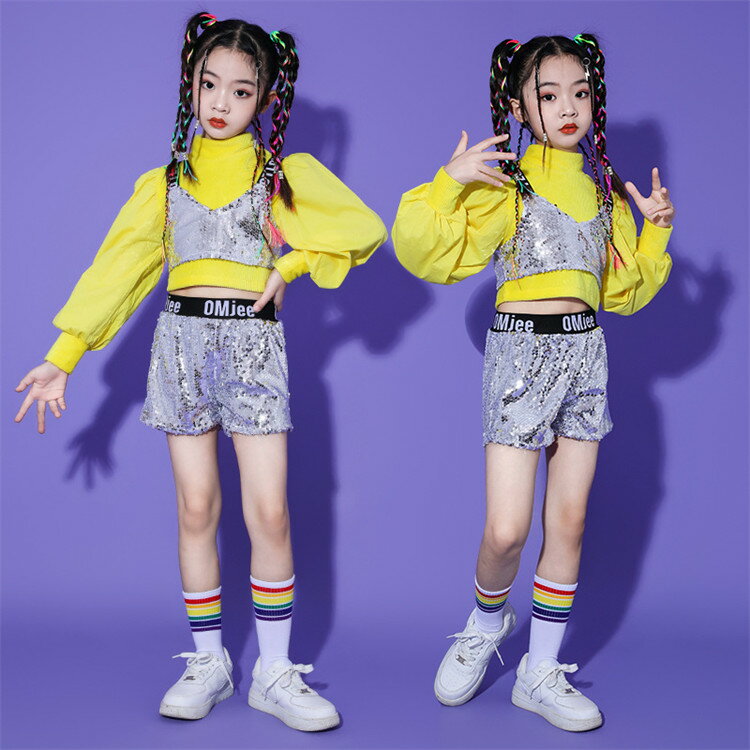 乐天商城 - キッズ ダンス衣装 ジャズ ダンス セットアップ ヒップホップ 韓国 hiphop ストリートダンス 子供ダンス衣装 女の子 パーカー ショートパンツ k-pop ジャズ 原宿系 ガールズ 舞台 演出服 発表会 110cm-180cm