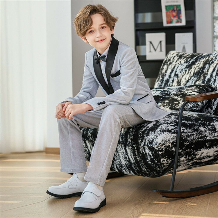 乐天商城 - 子供スーツ スーツセット 男の子 キッズ 子供 フォーマルスーツ 制服 3点セット 4点セット セットアップ 上下セット キラキラ スーツ ブレザー ジャケット 白シャツ 長袖 ロングパンツ パンツセット 蝶ネクタイ 大きいサイズ 卒業式 発表会 演奏会 演出服 団体服 90-170